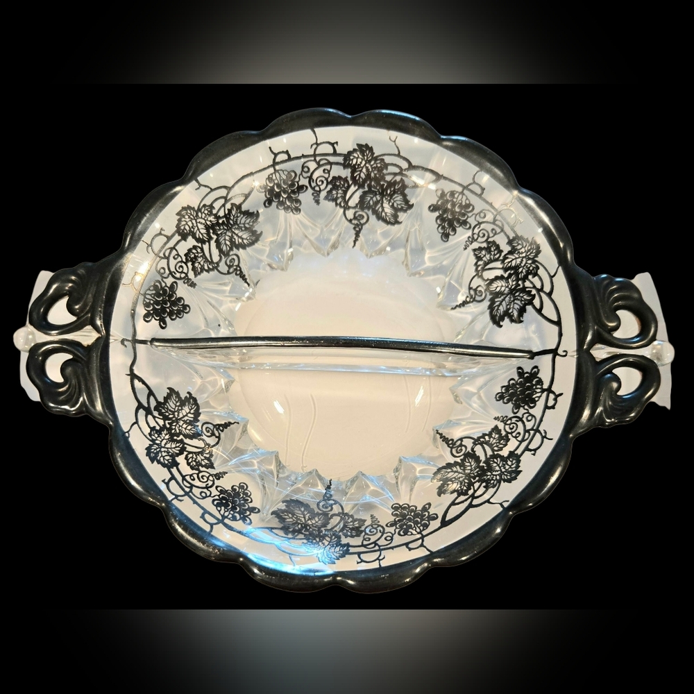 Elegant Black and Clear Glass Serving Platter